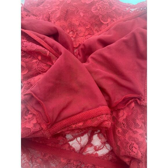 H&M Women Red Floral Lace Bodysuit Teddy Size XL - Picture 8 of 10
